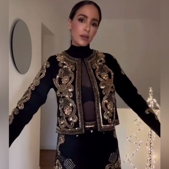 ZARA BEADED SEQUIN KNIT CARDIGAN - Picture 1 of 8